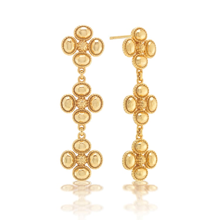 Gold Berry Clover Linear Earrings