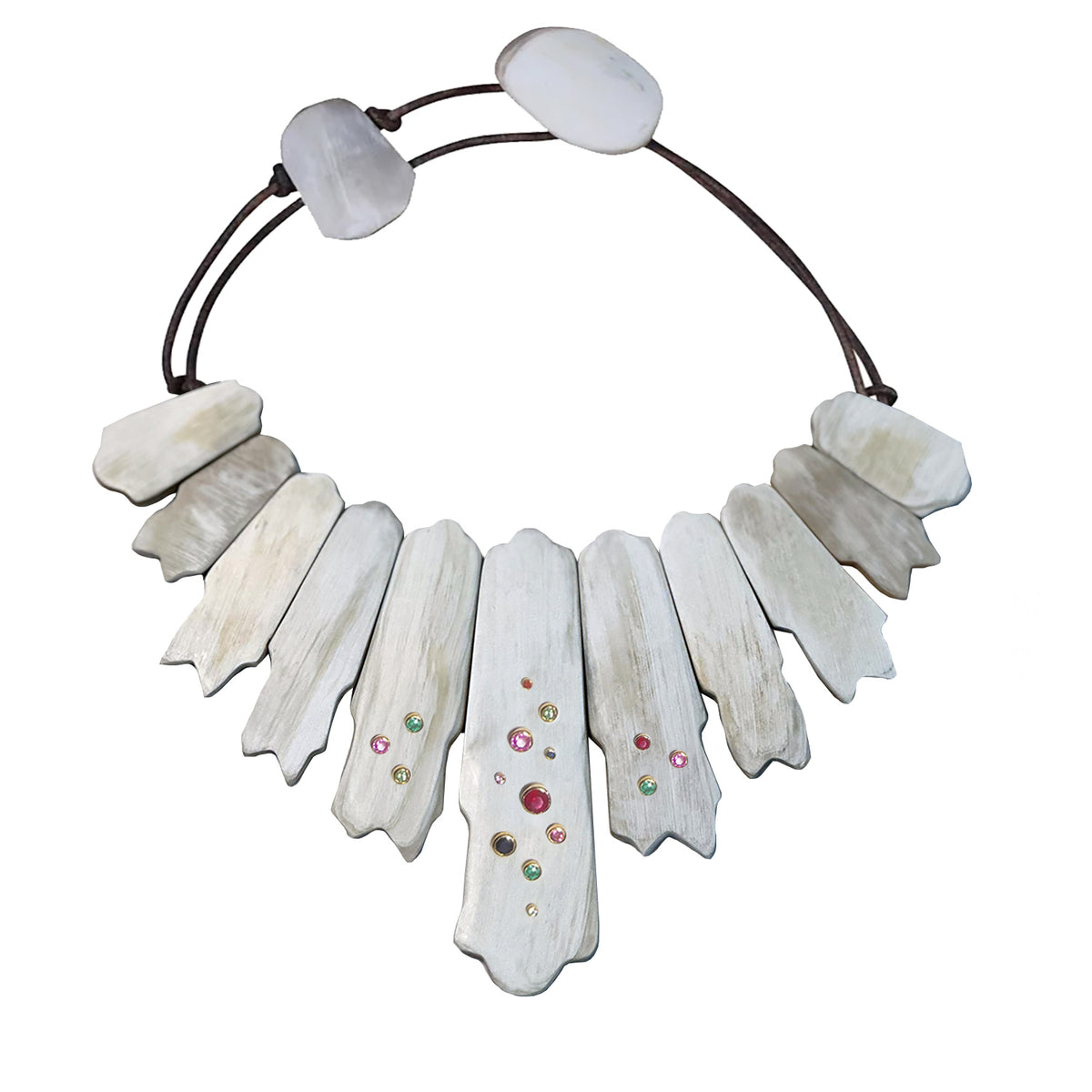 Light Horn Collar with Natural Stones