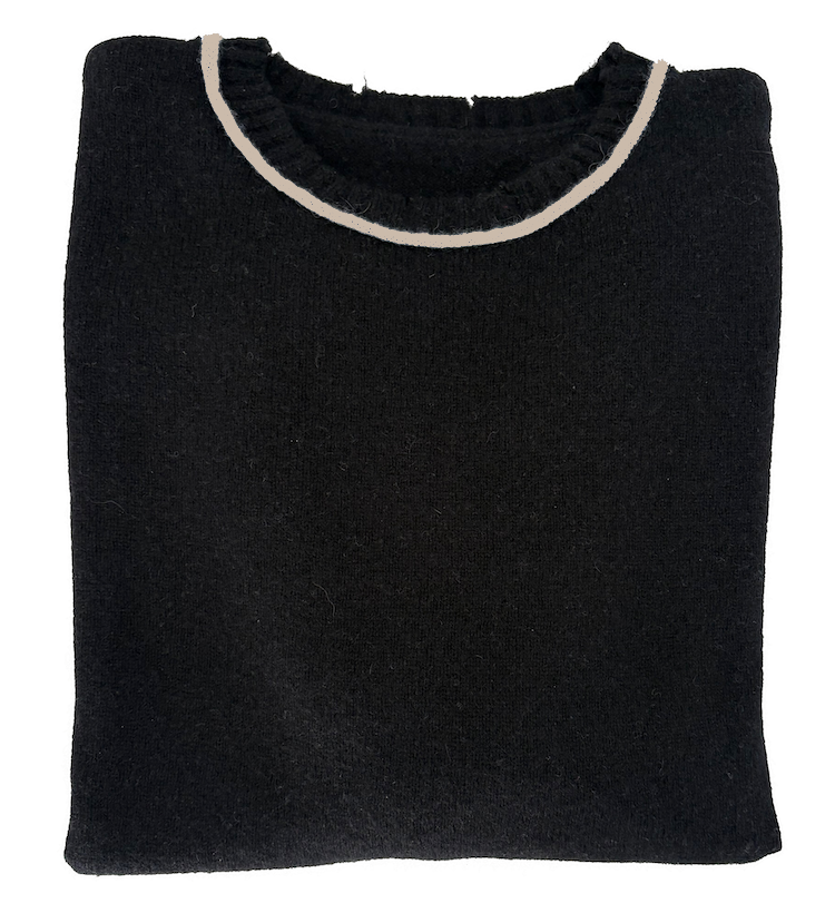 Black with Beige Cashmere Sweater