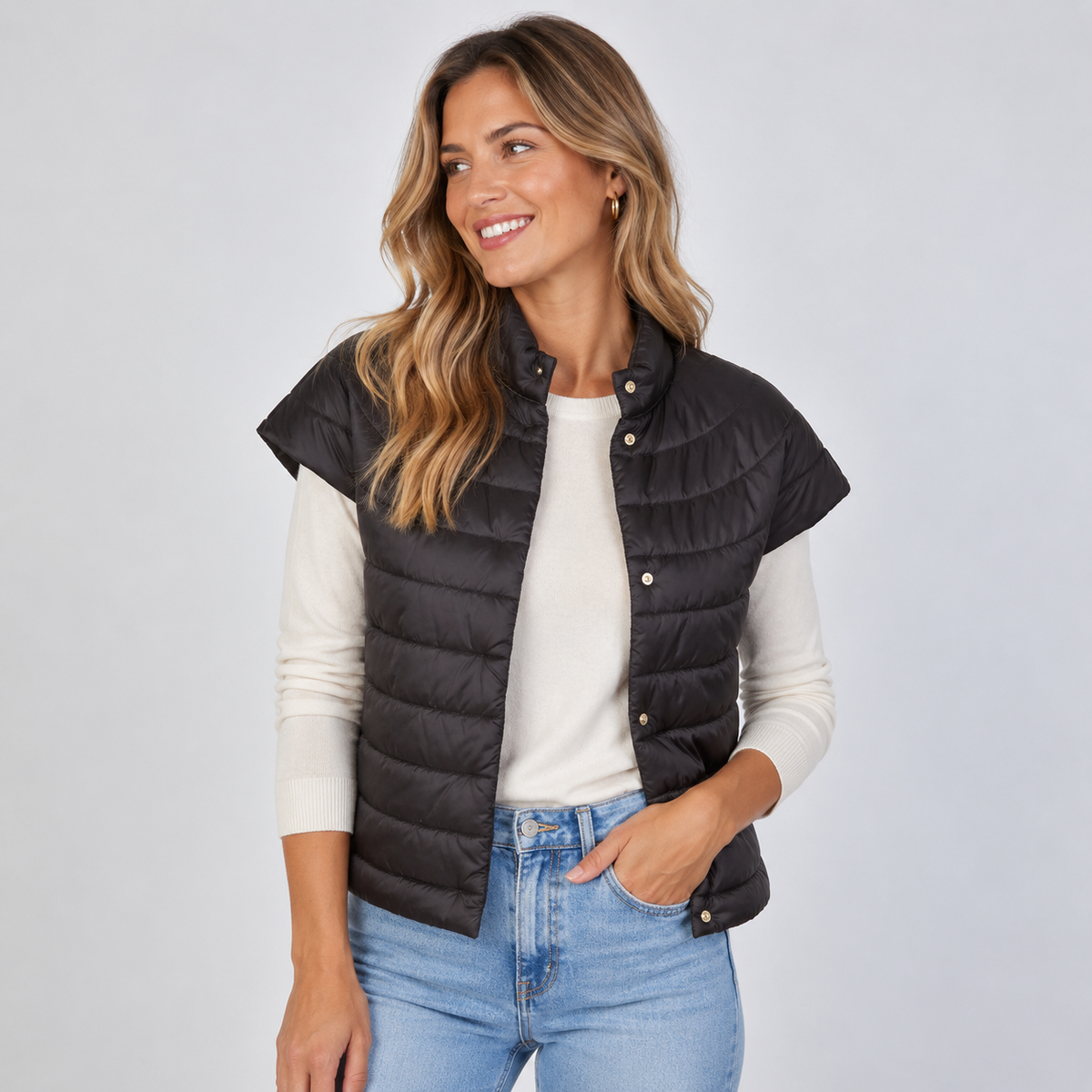 Black Cap Sleeve Vest