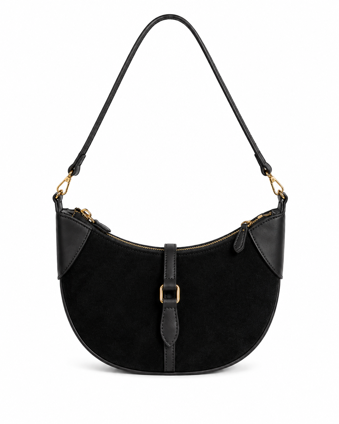 Black Suede Chelsea Shoulder Bag