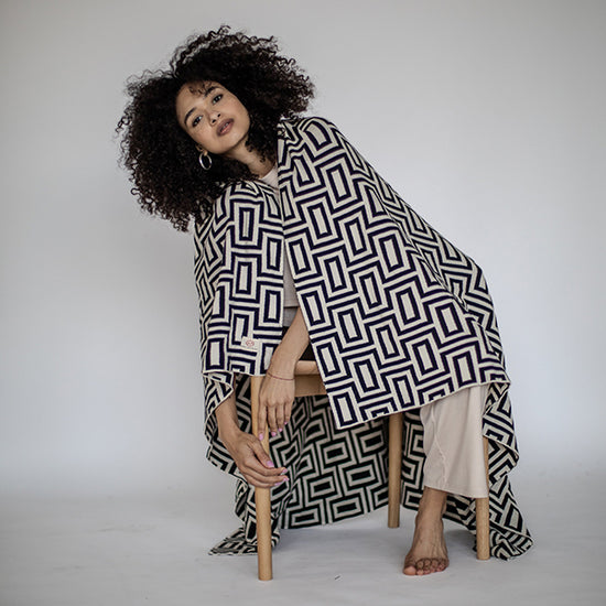 Black & White Cotton Knit Throw Blanket