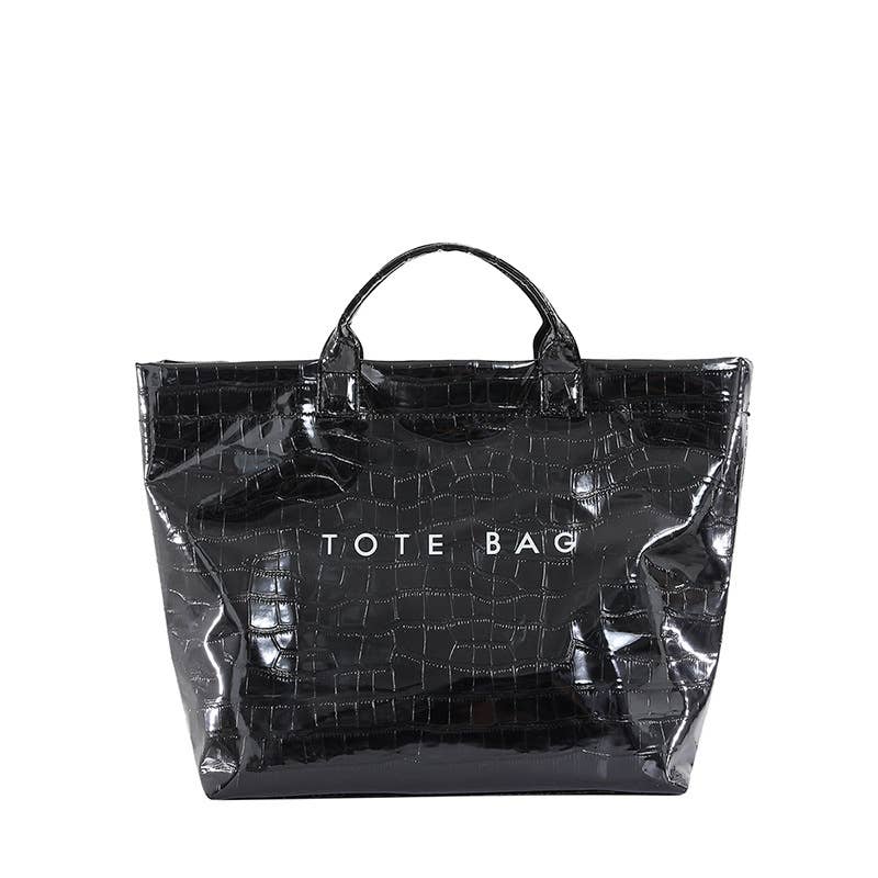Black Print Waterproof Tote Bag