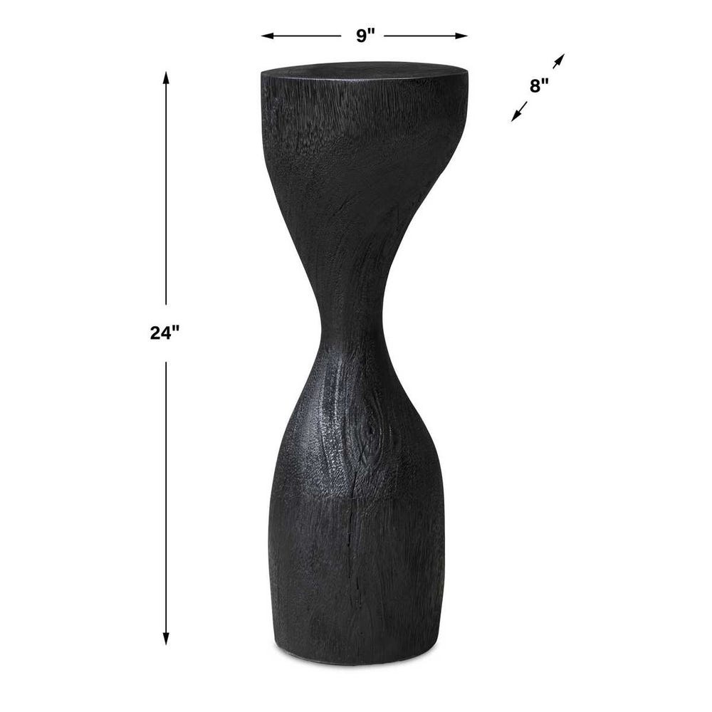 Black Teakwood Hourglass Drink Table