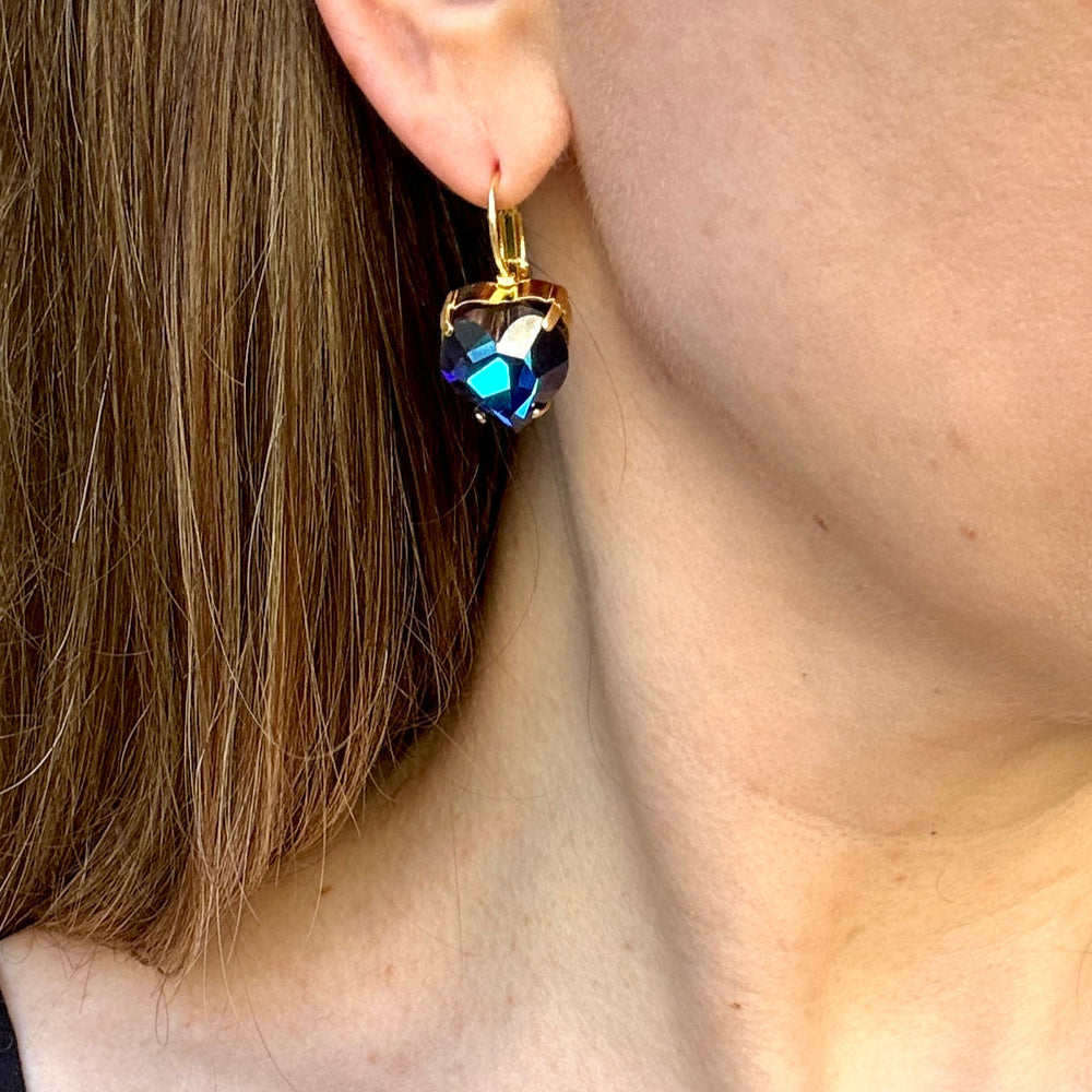 Blue Petite Heart Earrings