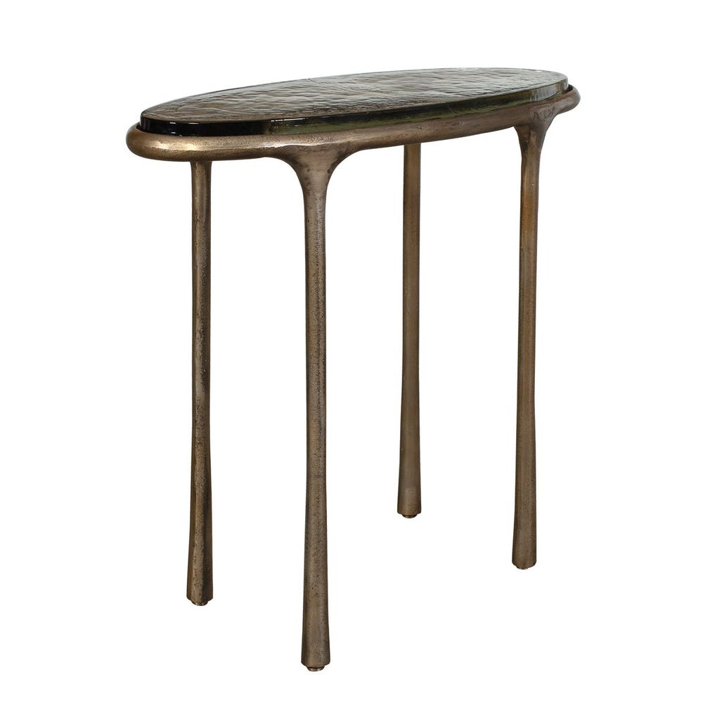 Brass & Glass Oval Accent Table