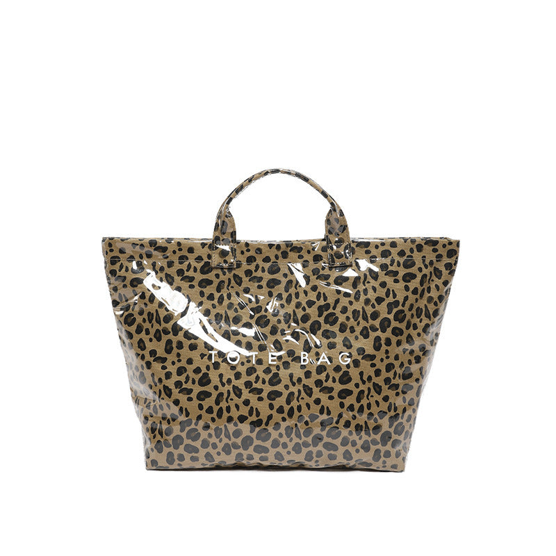 Brown Leopard Print Waterproof Tote Bag