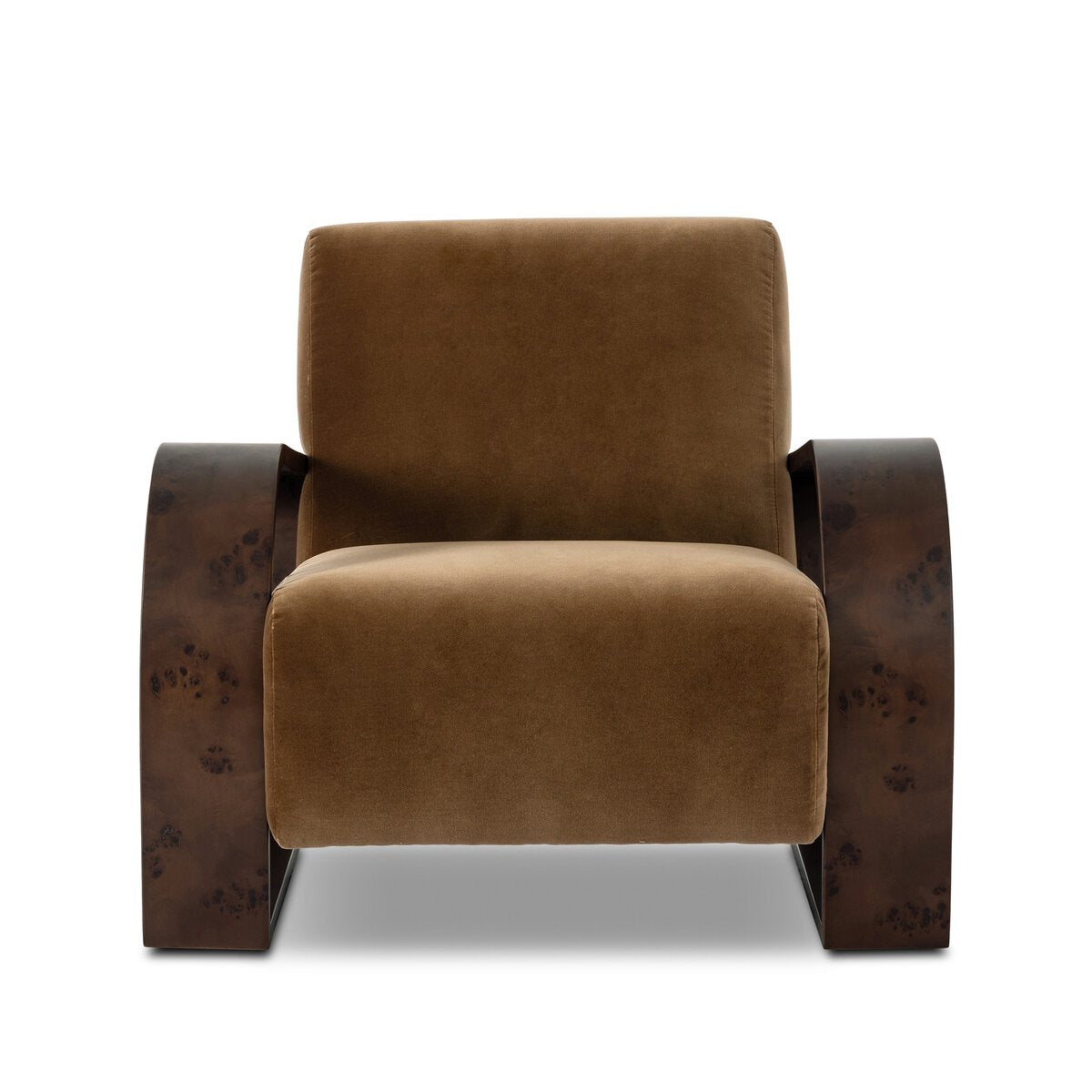 Surrey Ochre Velvet Chair with Mappa Burl Arms