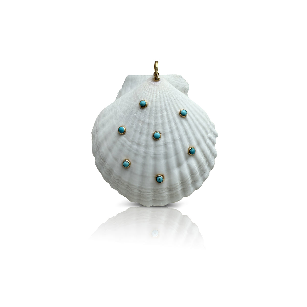 14K Turquoise Clam Shell Pendant
