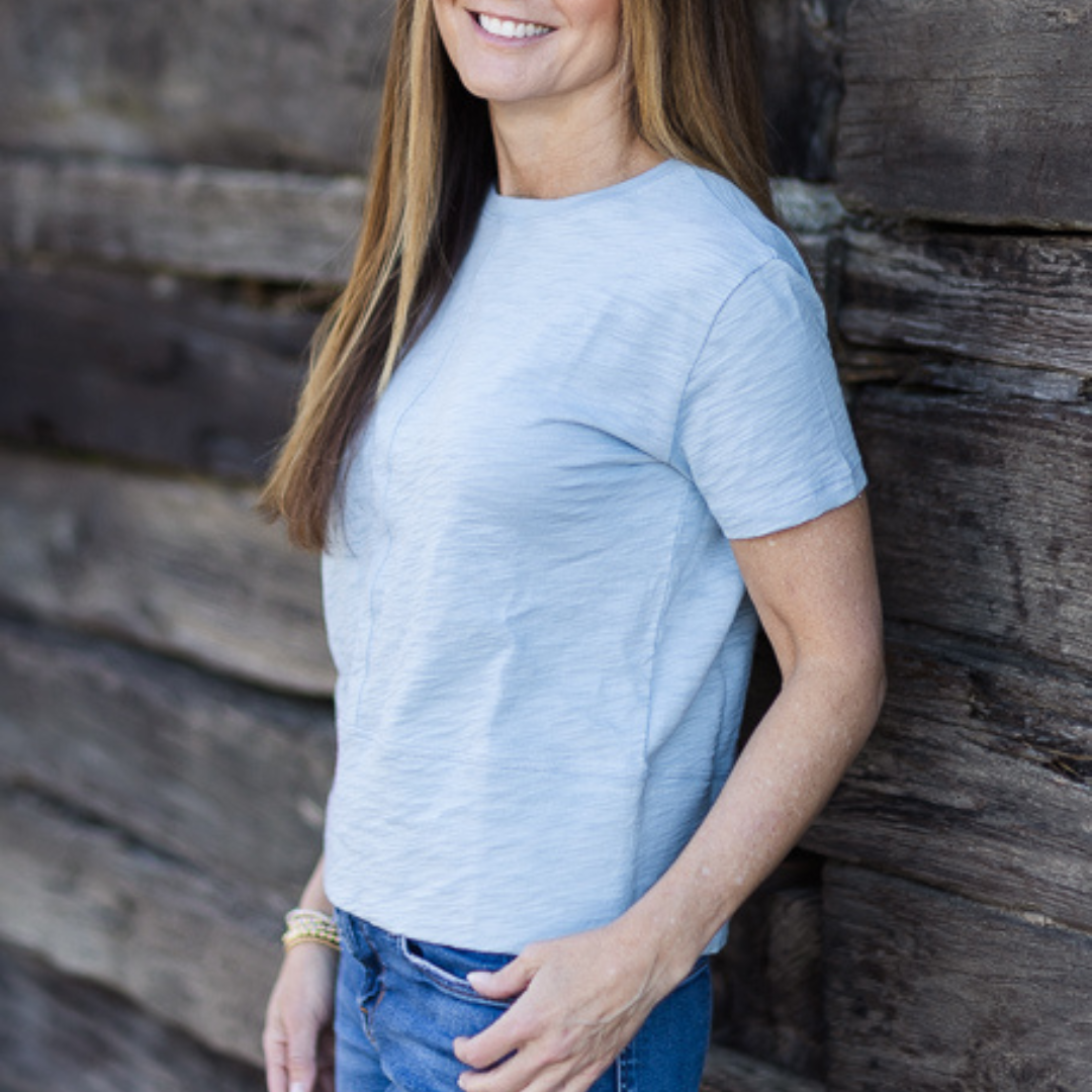 Chambray Celia Short Sleeve Tee
