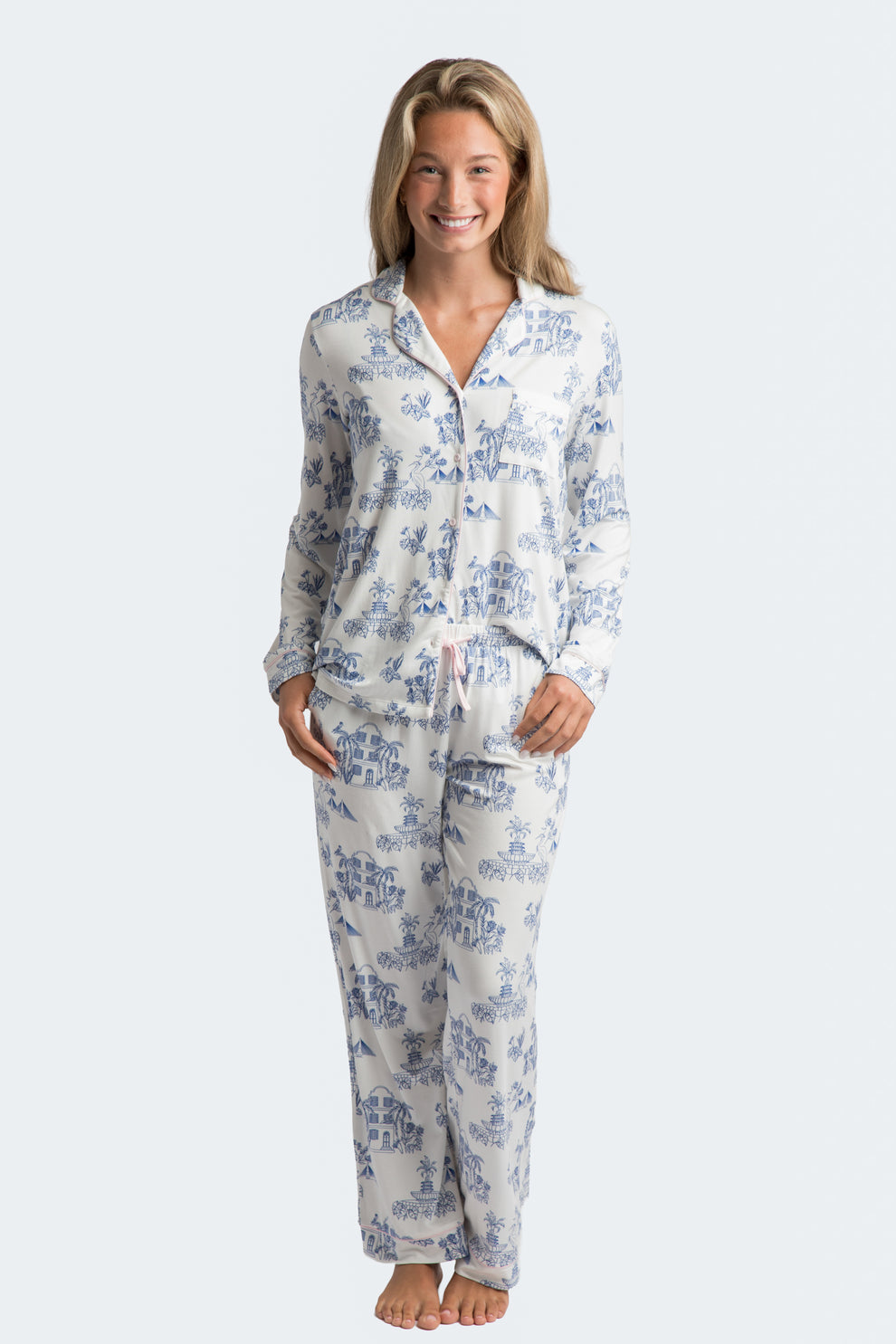 Charleston Toile Print Long PJ Set