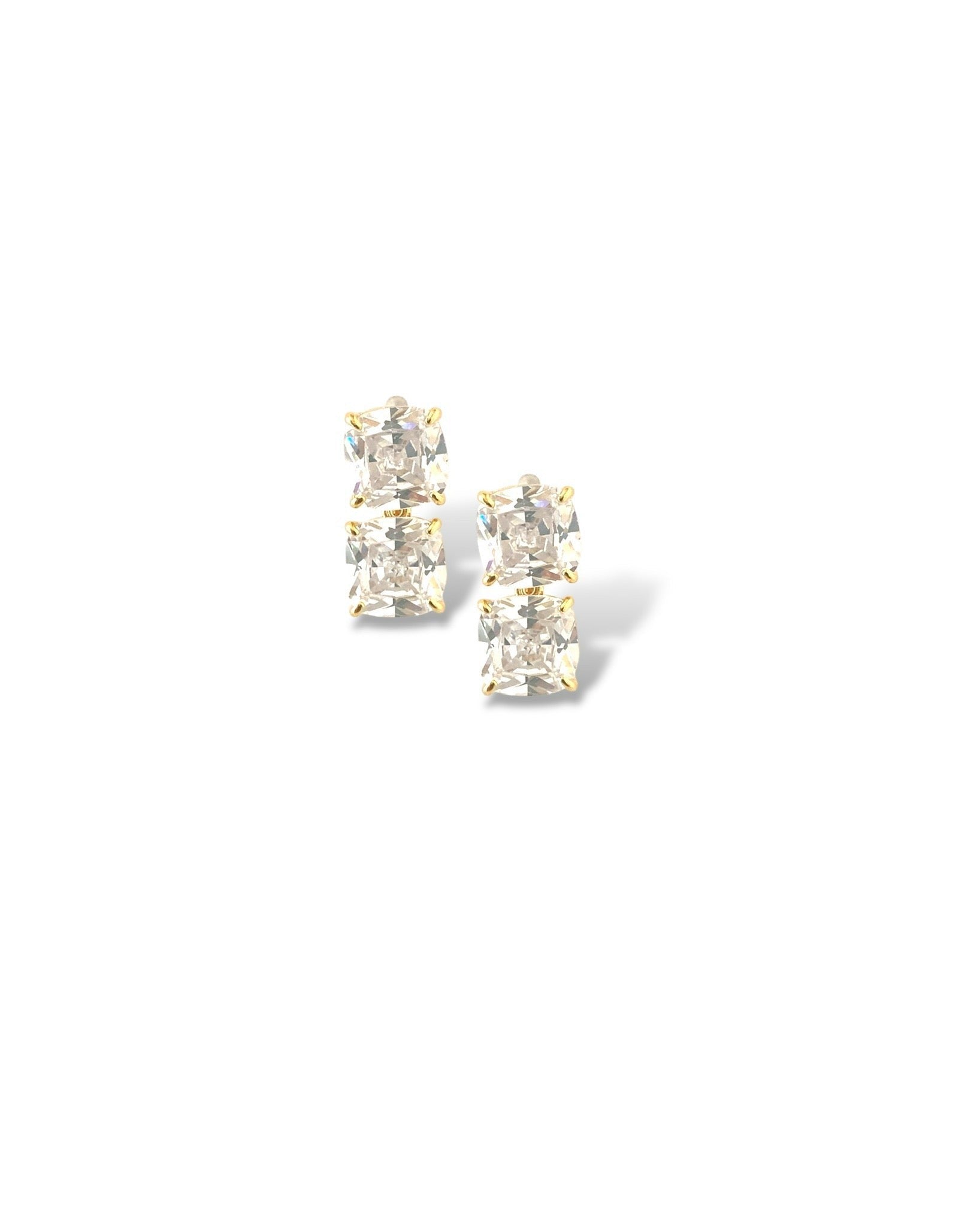 Clair Double Drop CZ Earrings