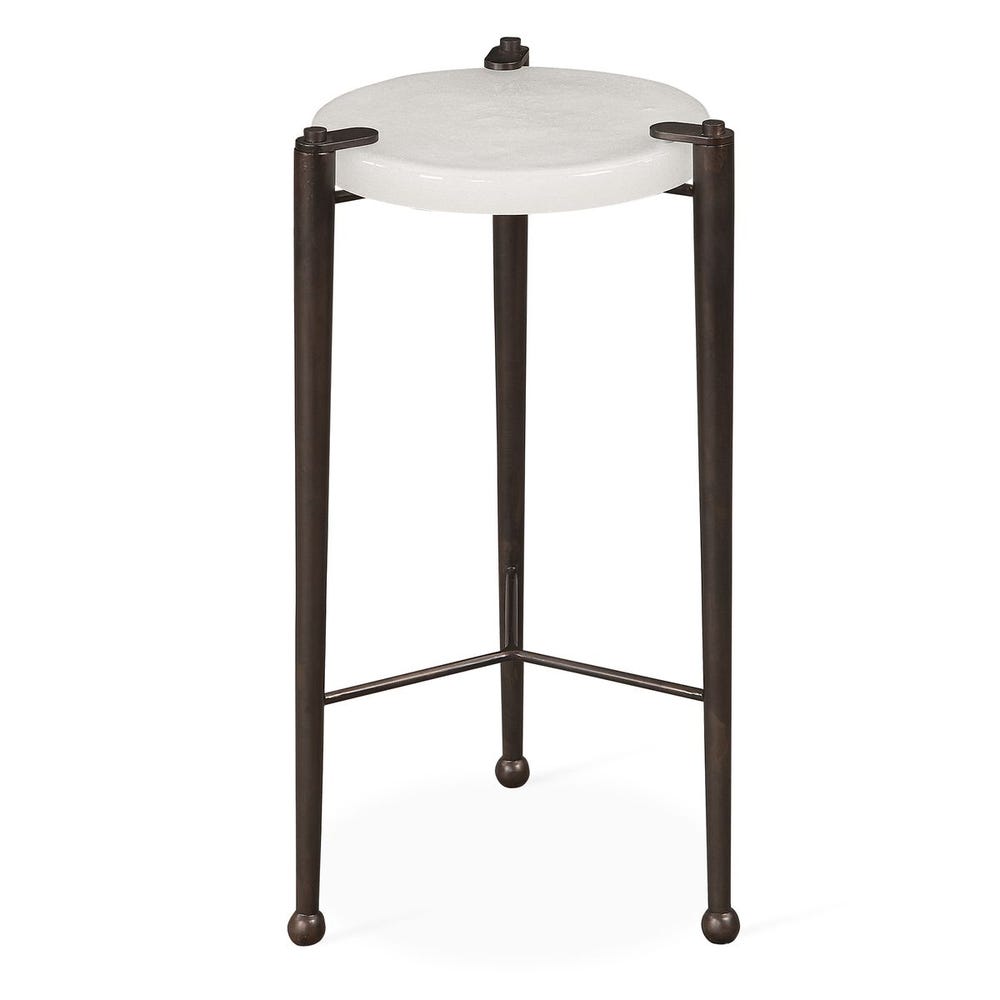 Cloudy White Glass & Dark Bronze Table