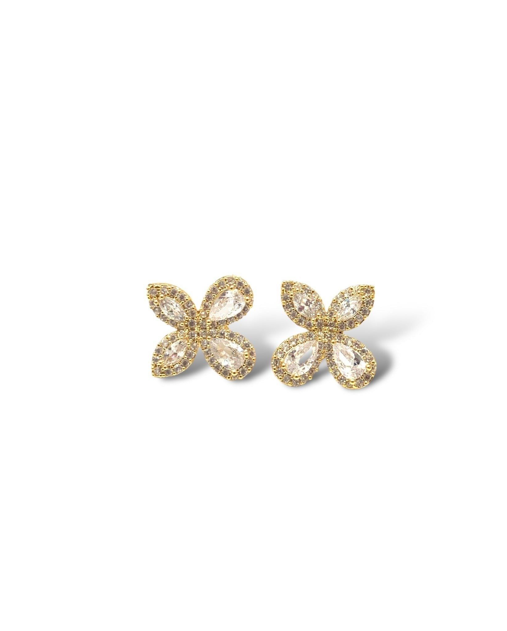 Gold Marquise & Teardrop Cut Clover Studs