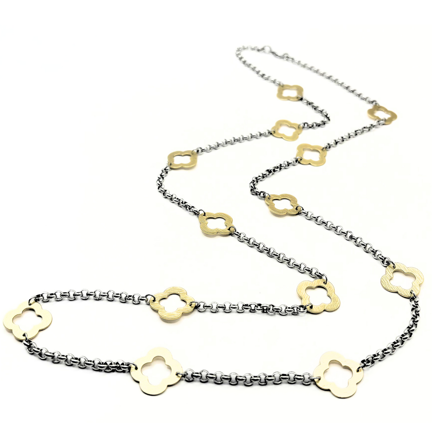 Clover Long Mixed Metal Necklace
