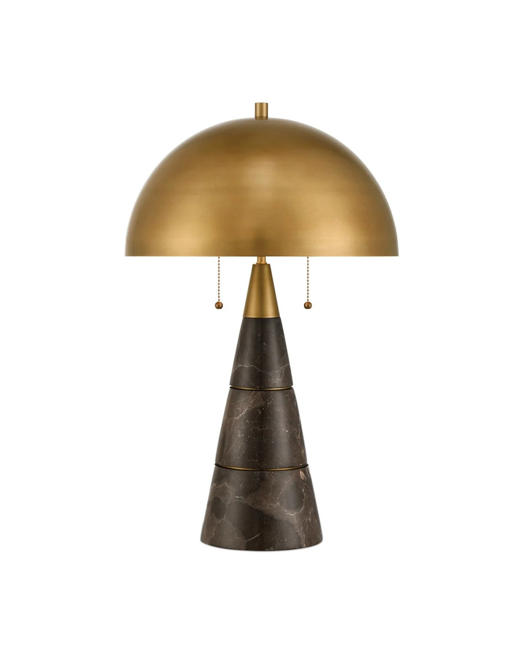 Brown Marble & Brass Domed Lamp