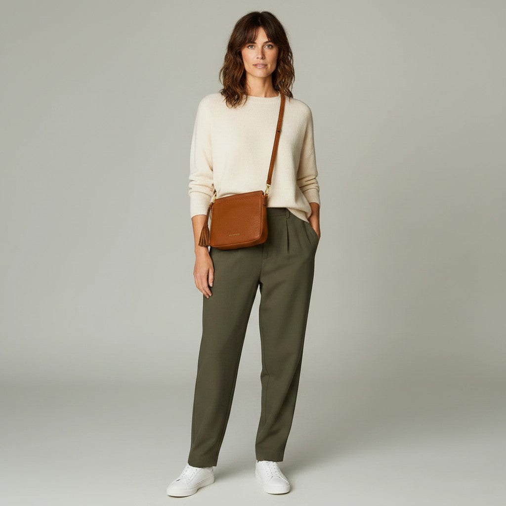 Cognac Square Pouch Crossbody