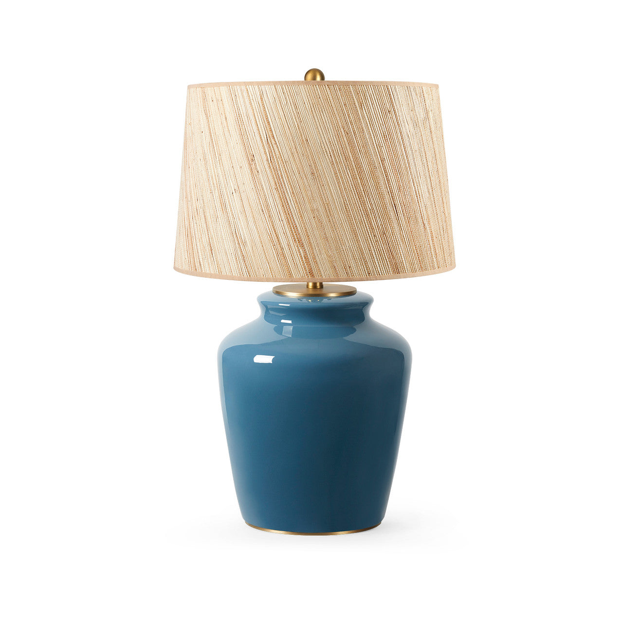 Cruise Teal & Raffia Shade Lamp