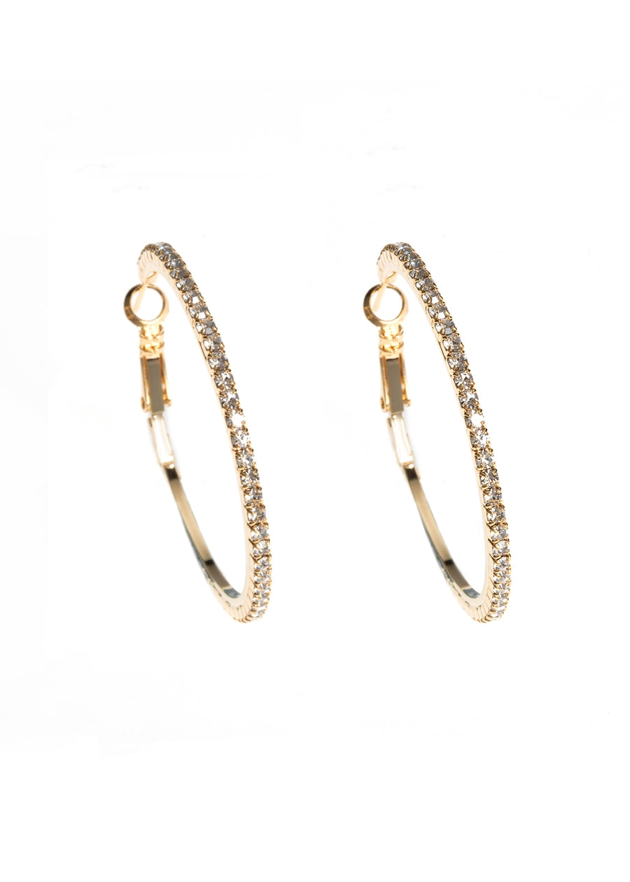 1 6/8" Gold CZ Hoops