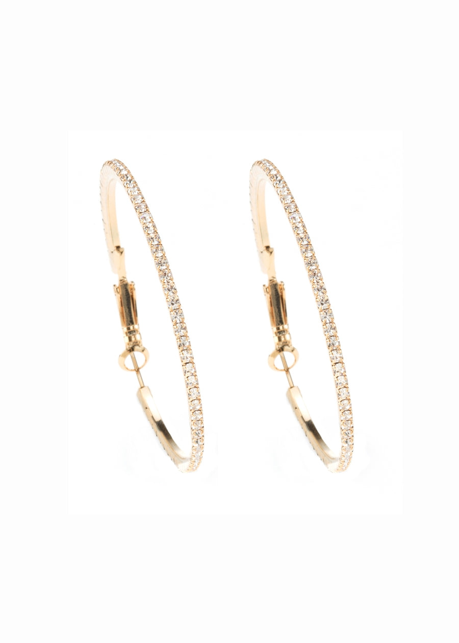 2" Gold CZ Hoops