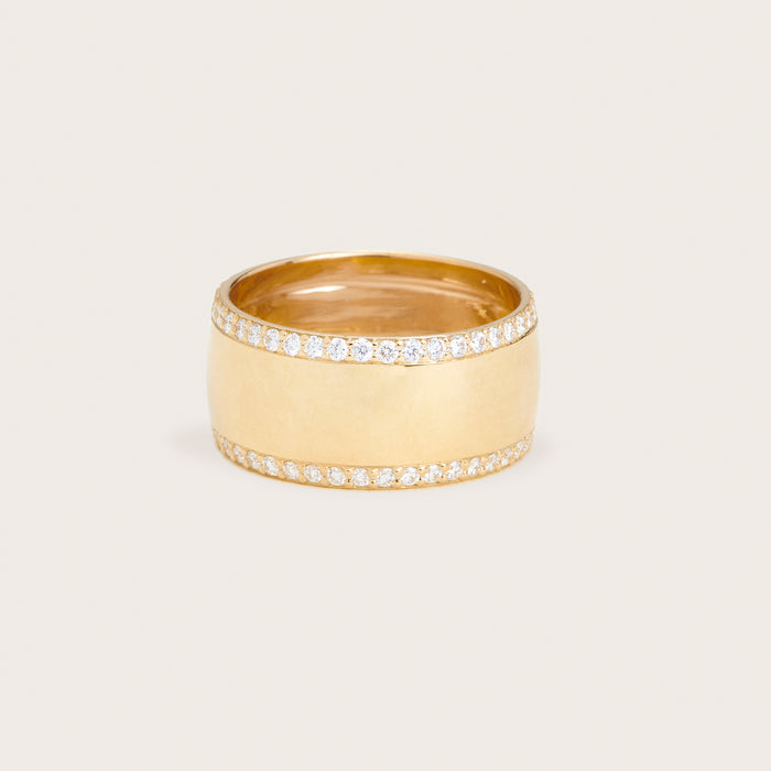 Selina King Size 7 Gold Diamond Double Row Ring