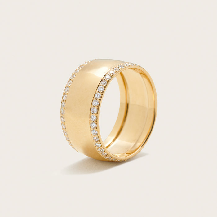 Selina King Size 7 Gold Diamond Double Row Ring