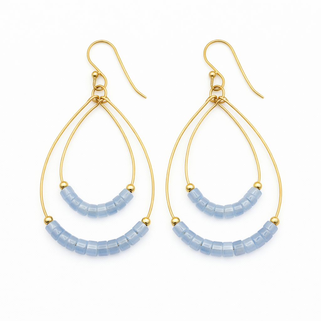 Aquamarine Ella Cate Heishi Earrings
