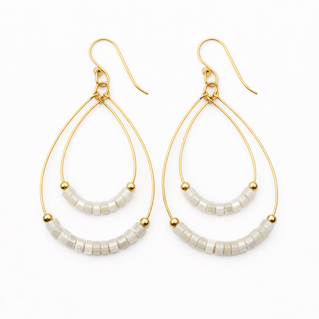 White Ella Cate Heishi Earrings