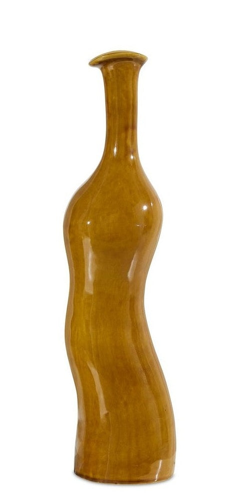 Tall Elongated Earth-Toned Vase