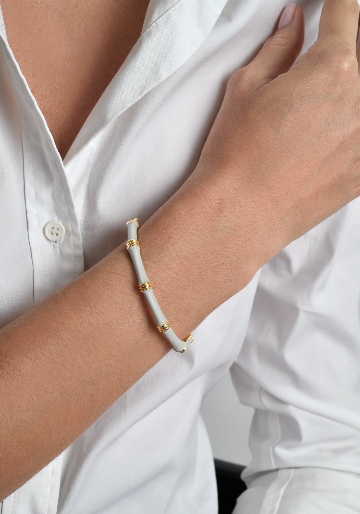 Pale Blue Bamboo Enamel Bangle