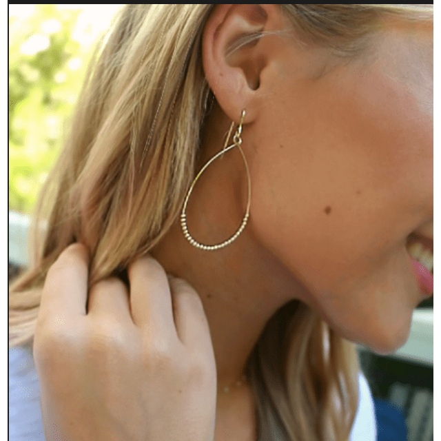 Teardrop Beaded Hoop Danglers