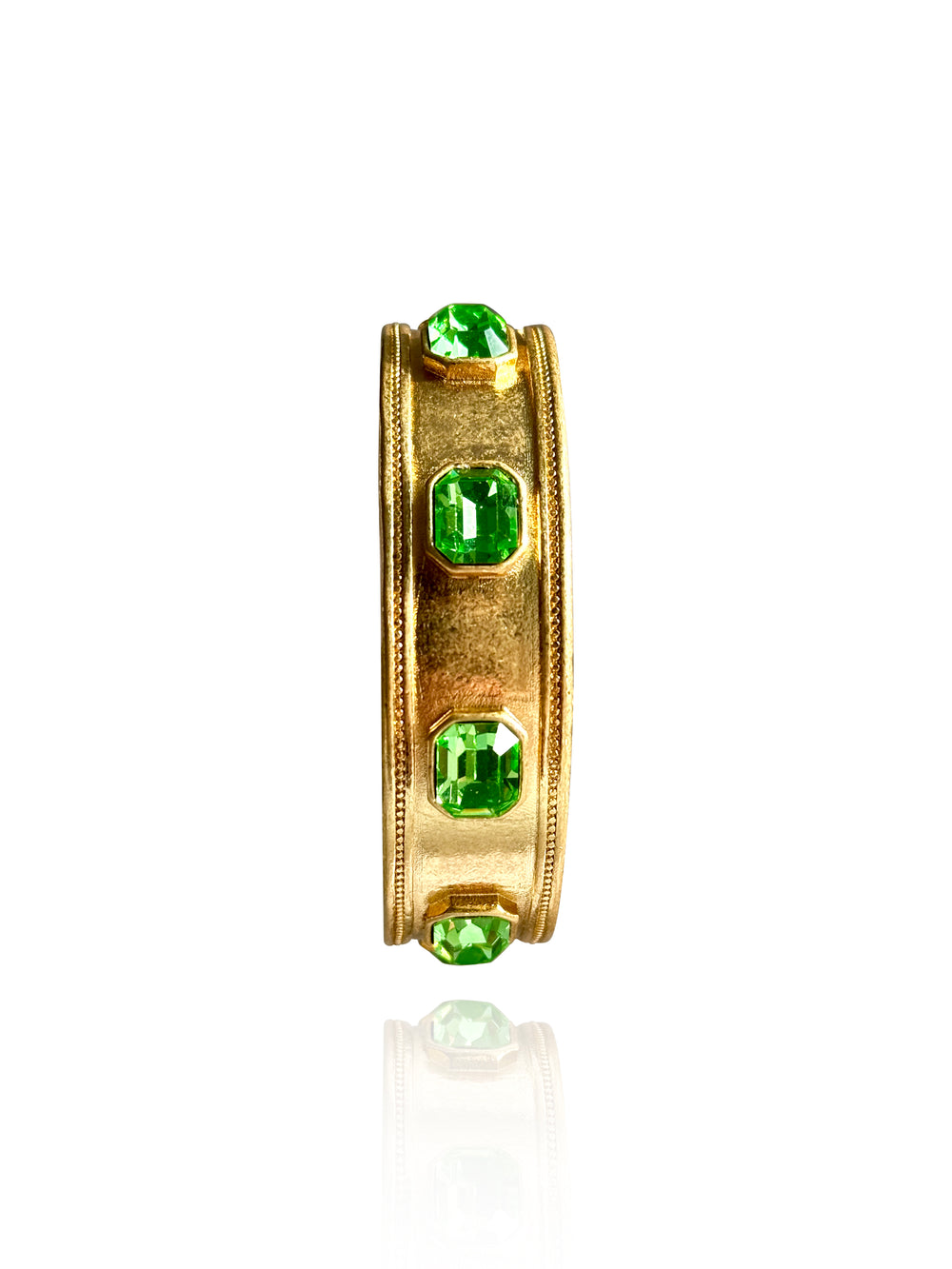 Gold Bangle with Green Crystals