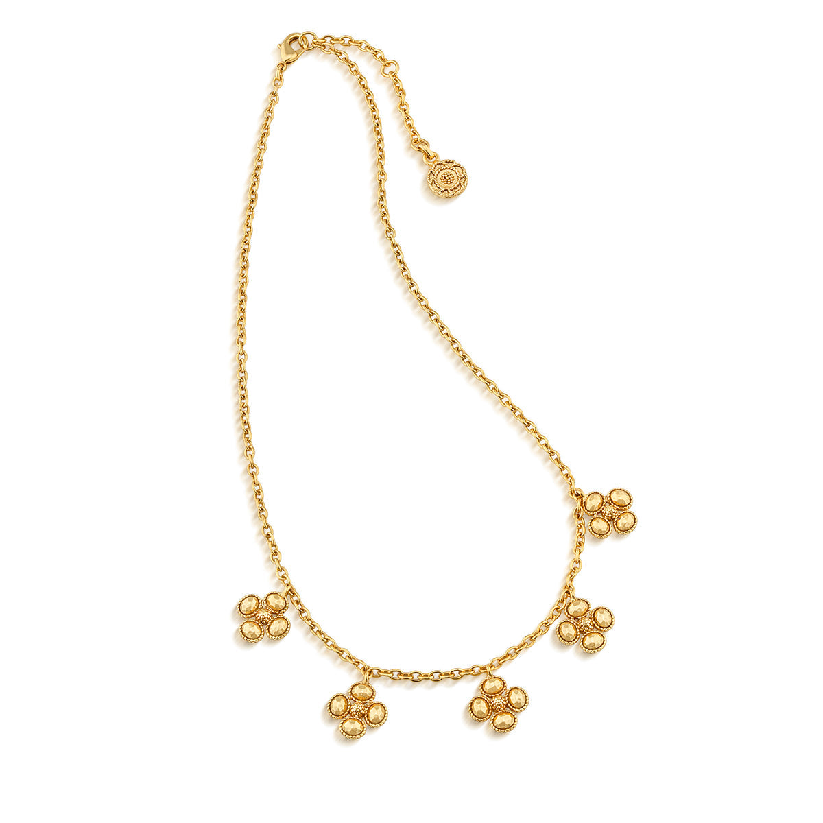 Gold Berry Clover Multi Station Necklace