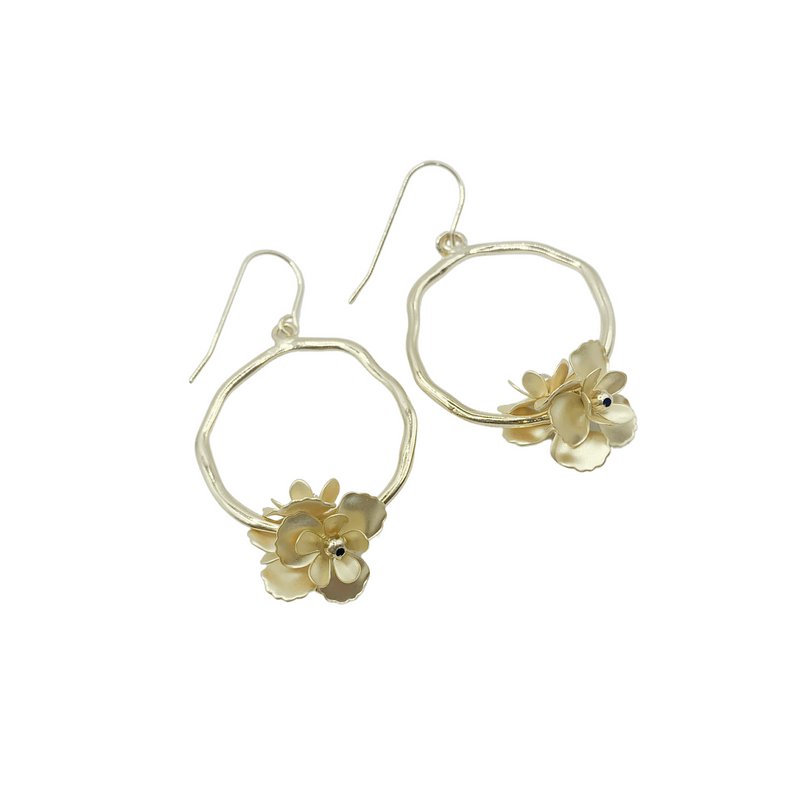 Gold Bloom Hoop Earrings