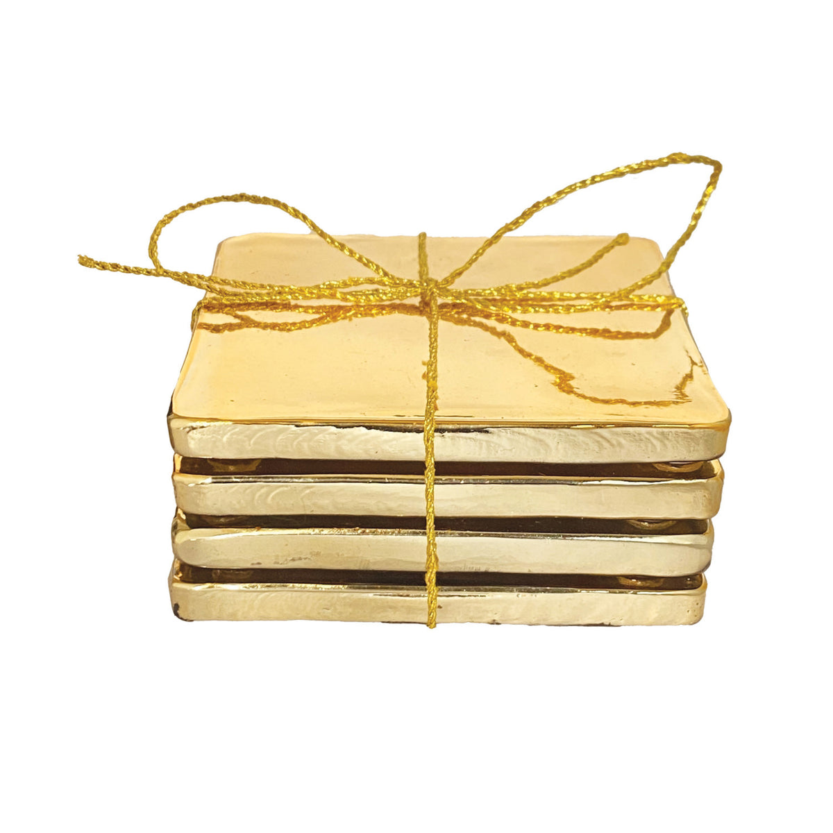 S/4 Gold Glass Coasters