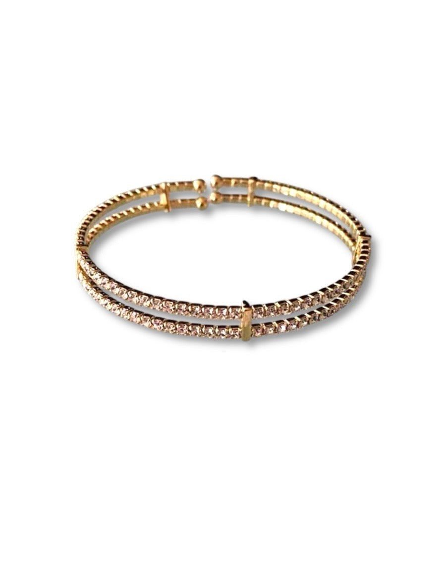 Gold Double Single-Row CZ Bracelet