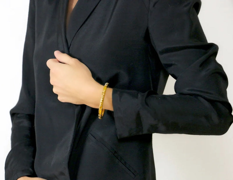 Gold MOLW Script Cuff Bracelet