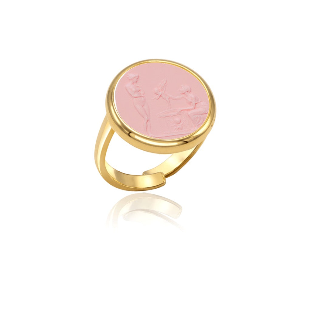 Size 16 Gold & Pink Cupid Seller Ring