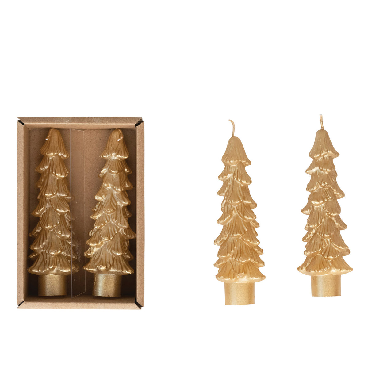 S/2 Gold Tree Taper Candles