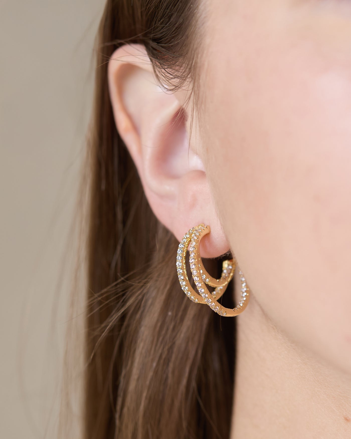Gold Maeve Triple Hoops