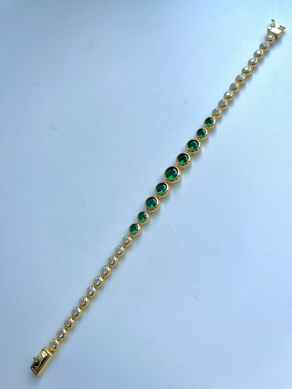 Green & Clear Crystal Tennis Bracelet