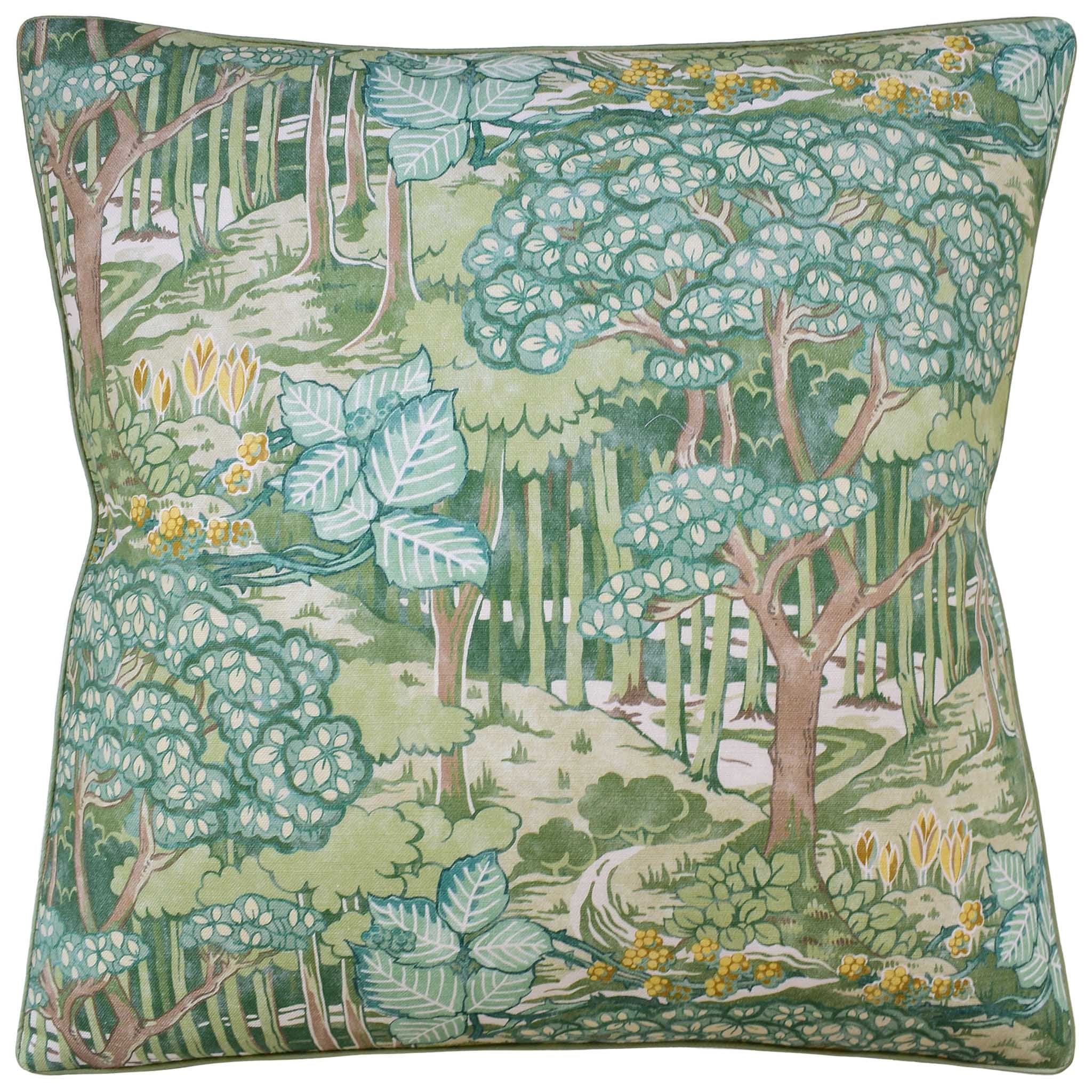 Green Ruskin Cotton Pillow 22x22