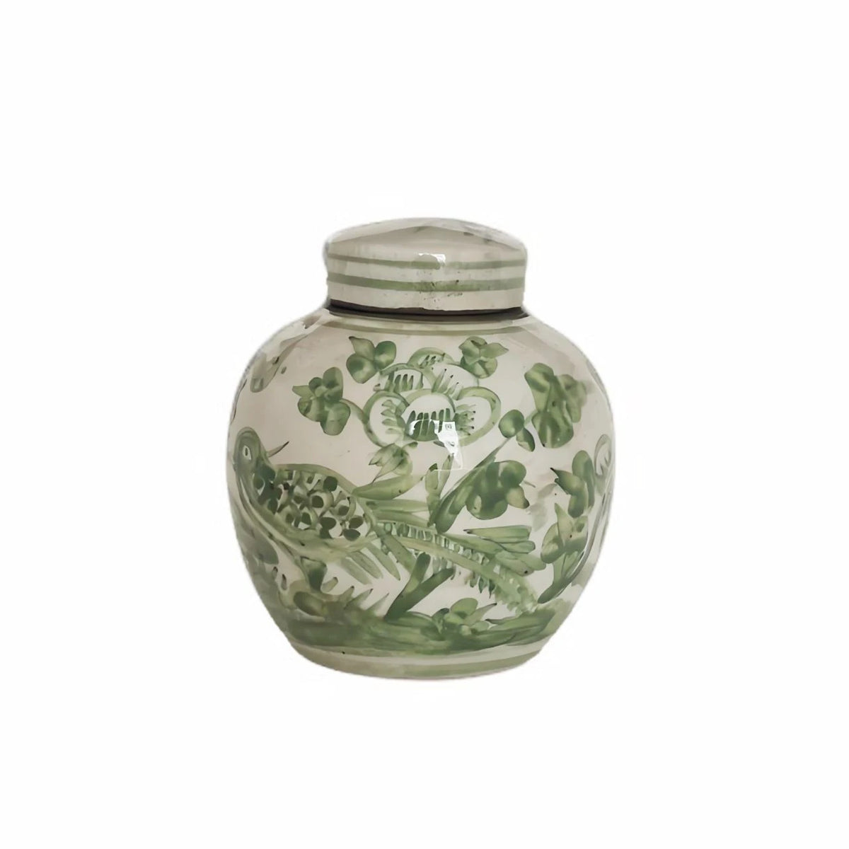 Green & White Pheasant Mini Jar