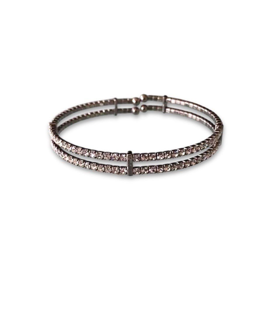 Gunmetal Double Single-Row CZ Bracelet
