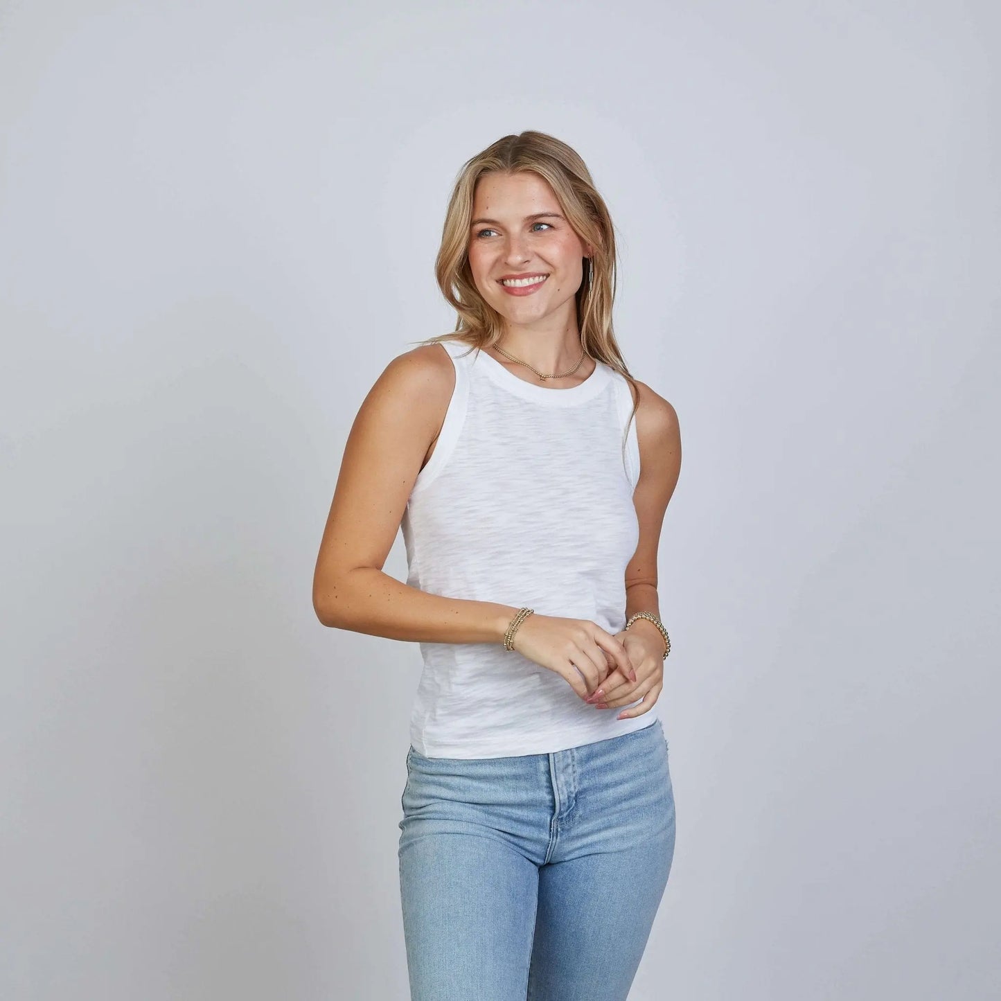 White High Neck Tank