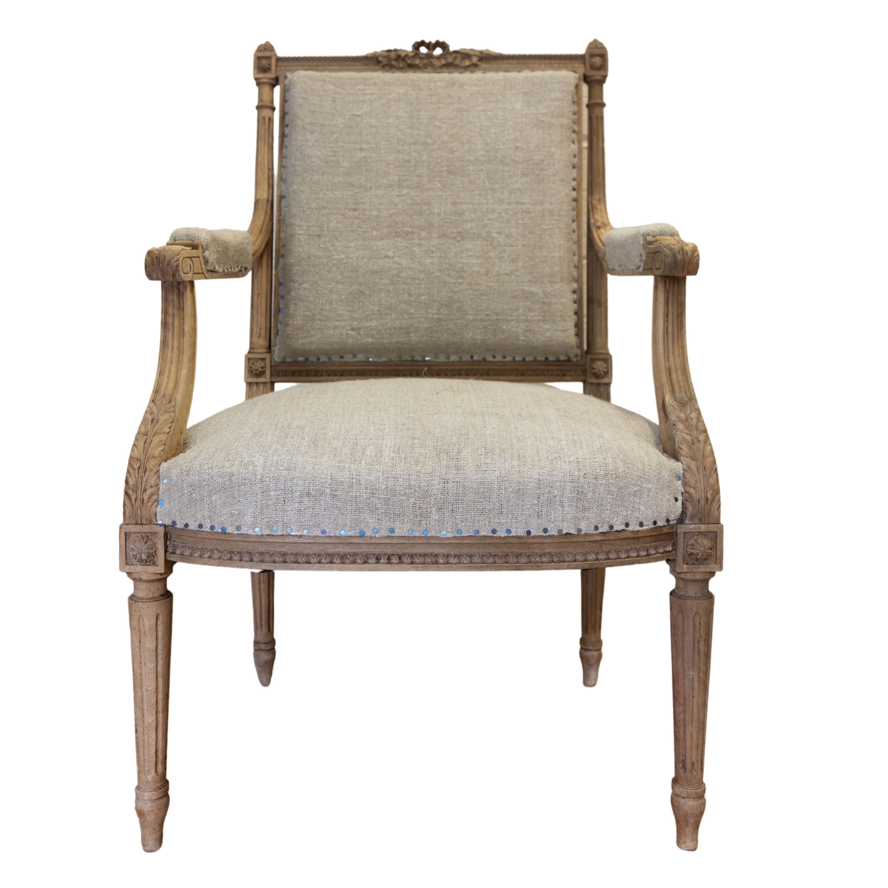 Louis XVI-style Oak Upholstered Armchair