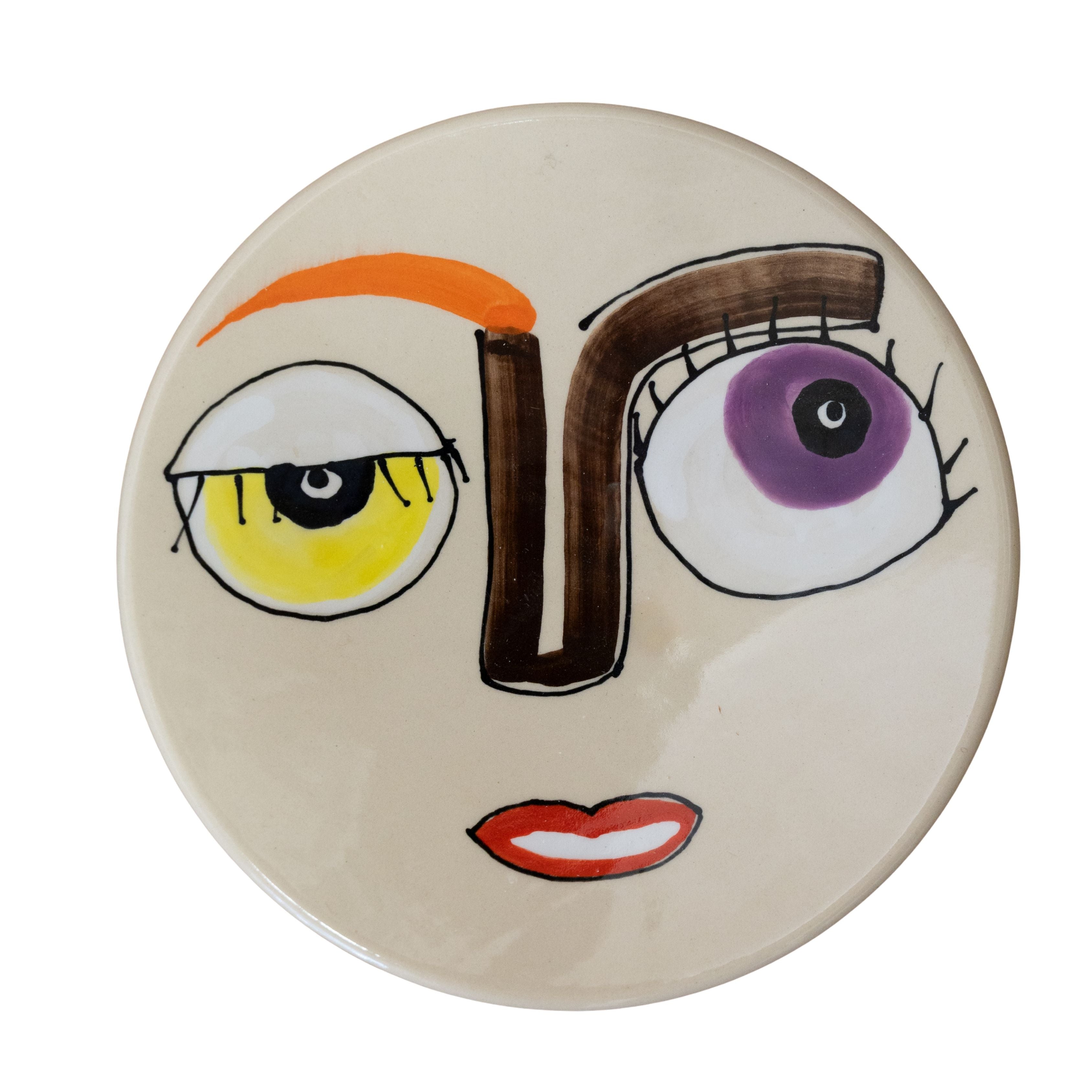 Vintage Hand-Painted Face Plate from France