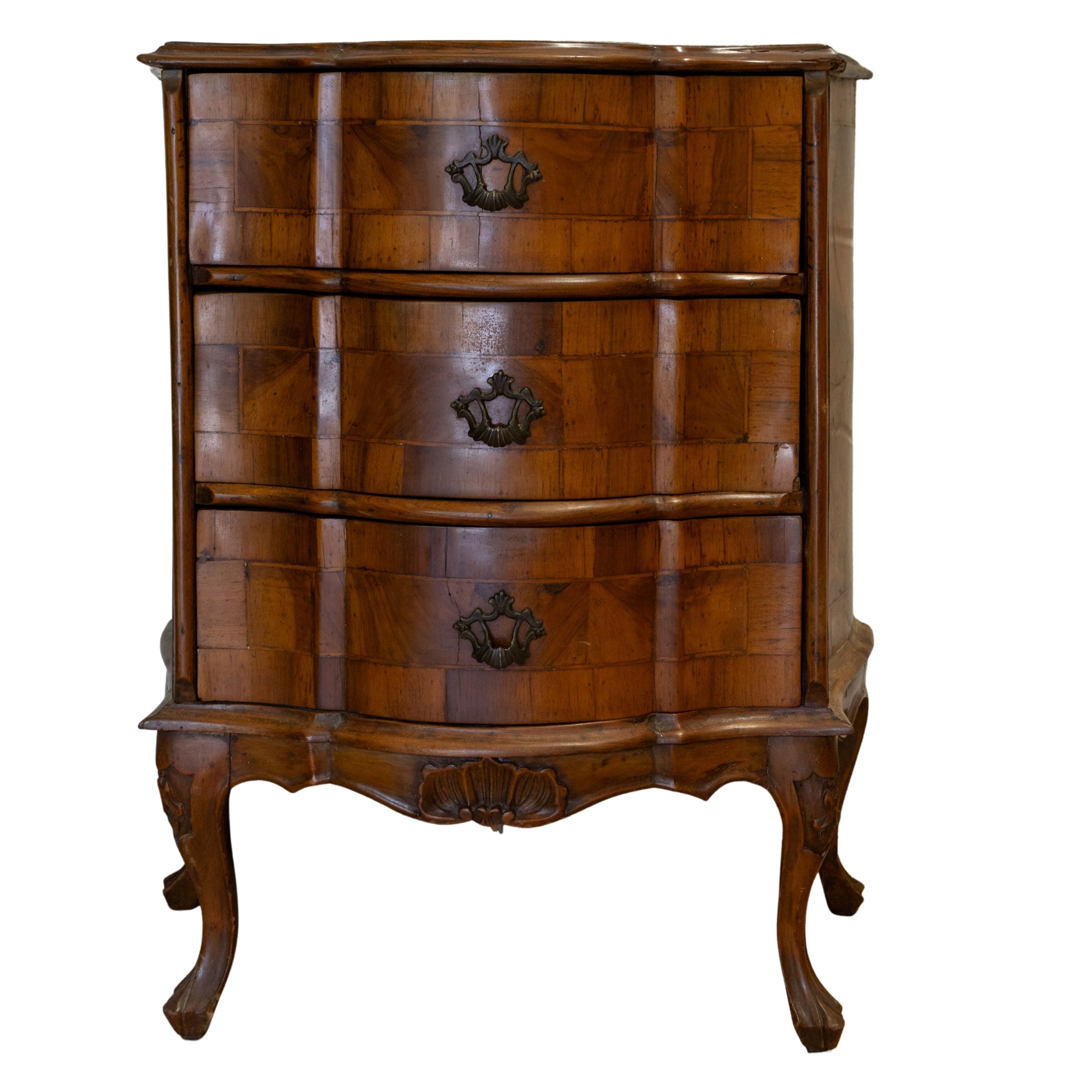 Pair of Walnut 3-Drawer Nightstands 25x15x31H
