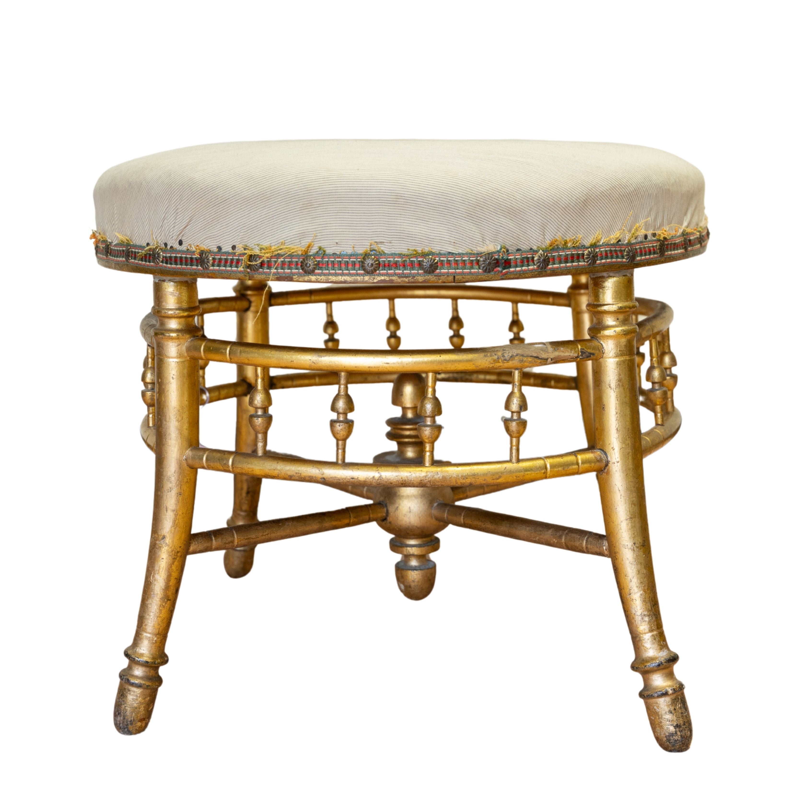 Napoleon III Gold Bamboo Ottoman