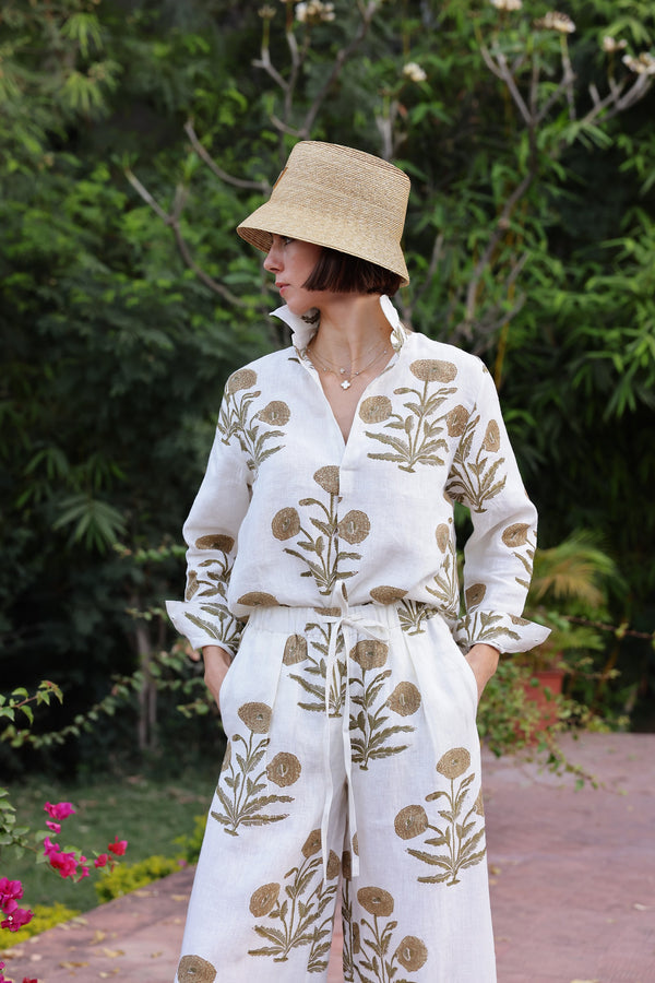 Khaki Flower Popover Tunic